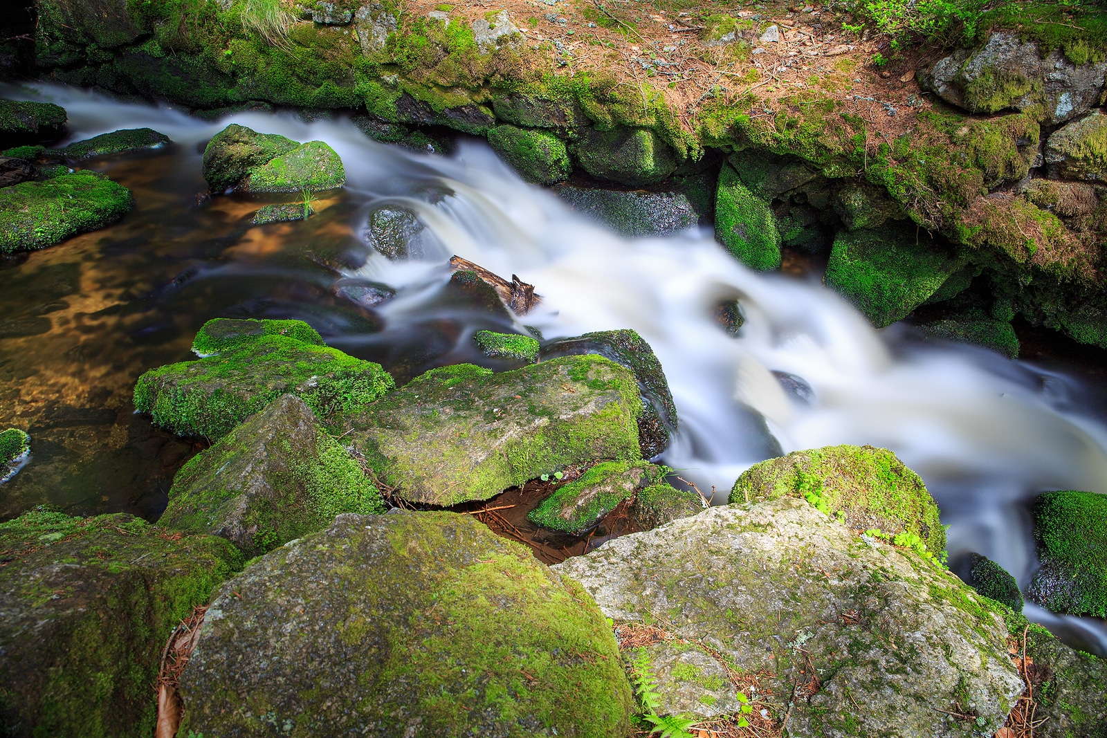 Beautiful waterfall with smooth water