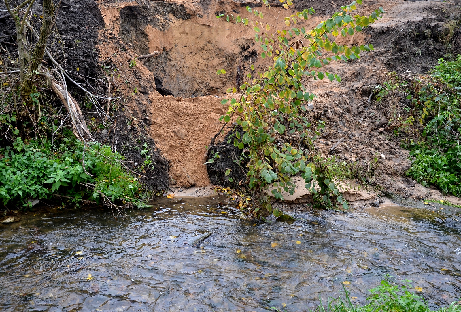 deep excavation flooded by water